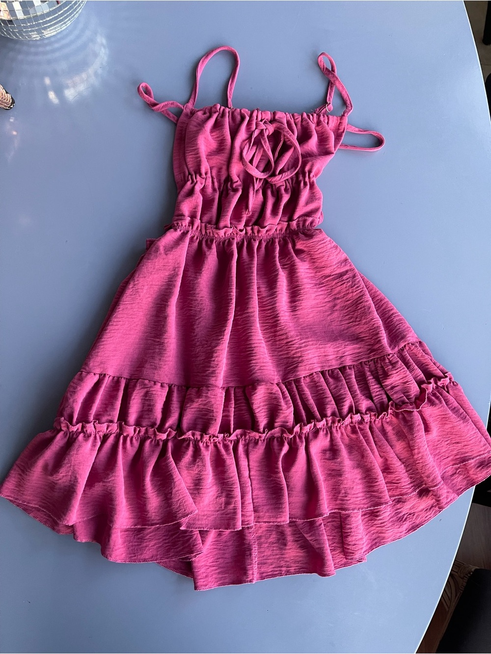 Women’s Pink Ruffle Minidress Open Back
